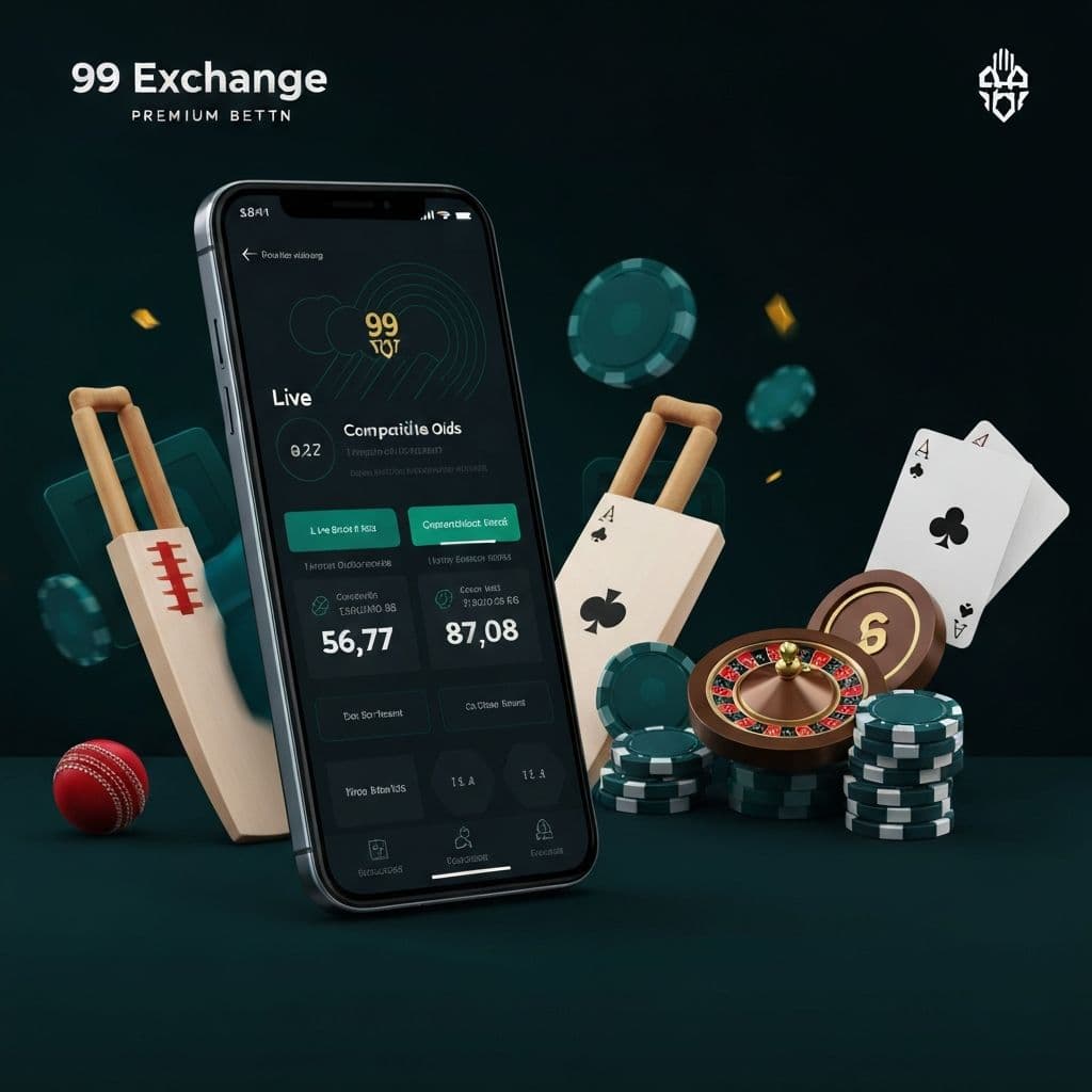 99 Exchange betting platform showing live cricket odds and casino games on mobile
